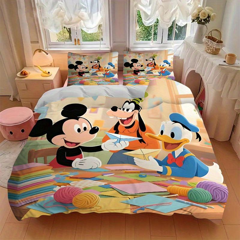 3pcs Mickey And Friend 1 Cover+2 Pillowcases, Pillow Inserts Not Included, Machine Washable, All-Season Use, Teen and Adult Rooms140