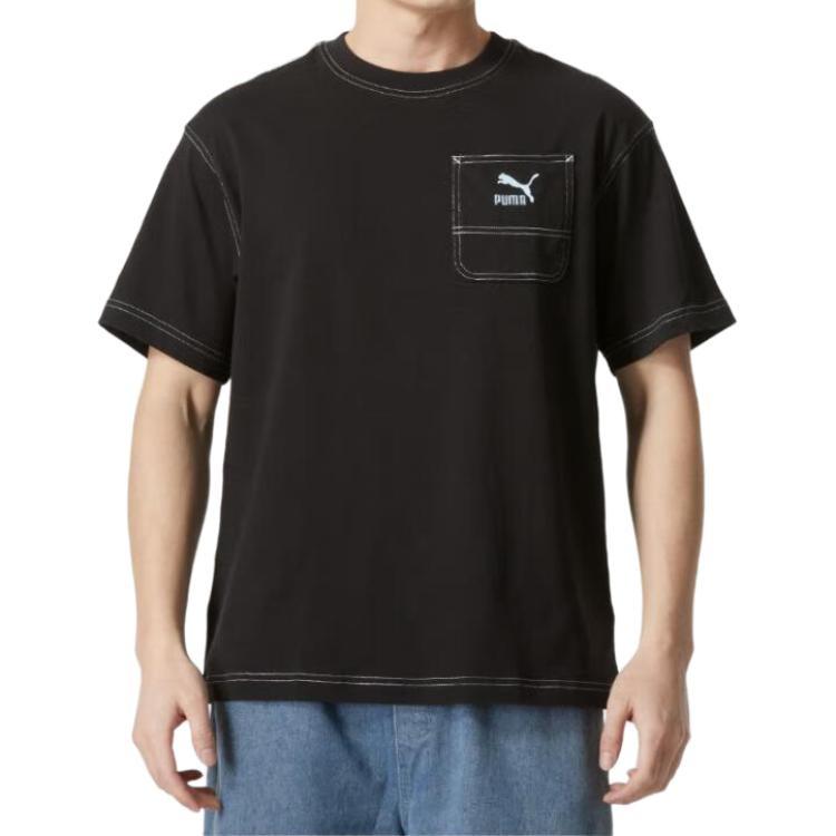 PUMA Logo Pocket T-shirt 'Black' Men's 626858-01