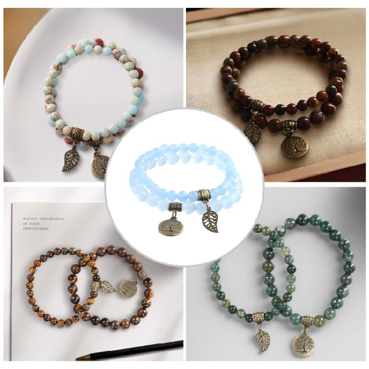 Handmade Leaf Charm Bracelet Life Tree Bangles Jewelry Gift for Women and Man