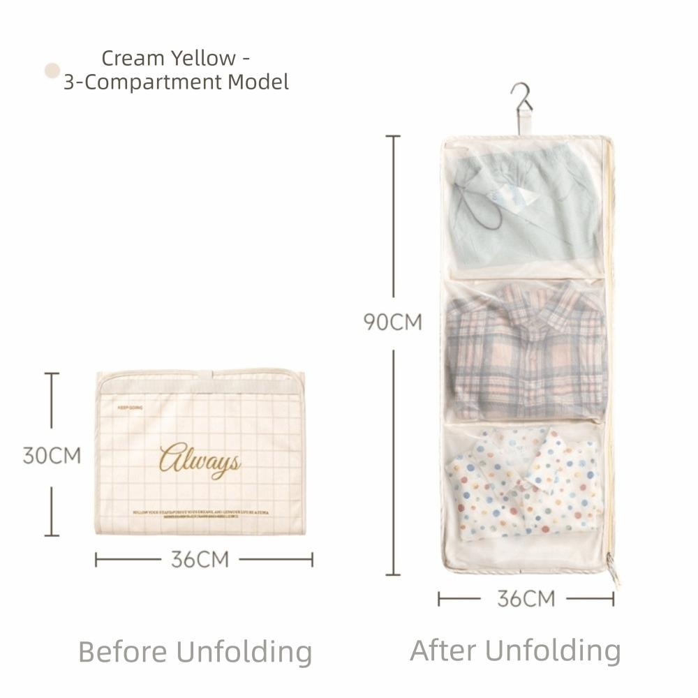 Breathable Hanging Storage Bag Multi Layer Closet Organizer Bag  Bathroom Accessories Yellow-3 Layer