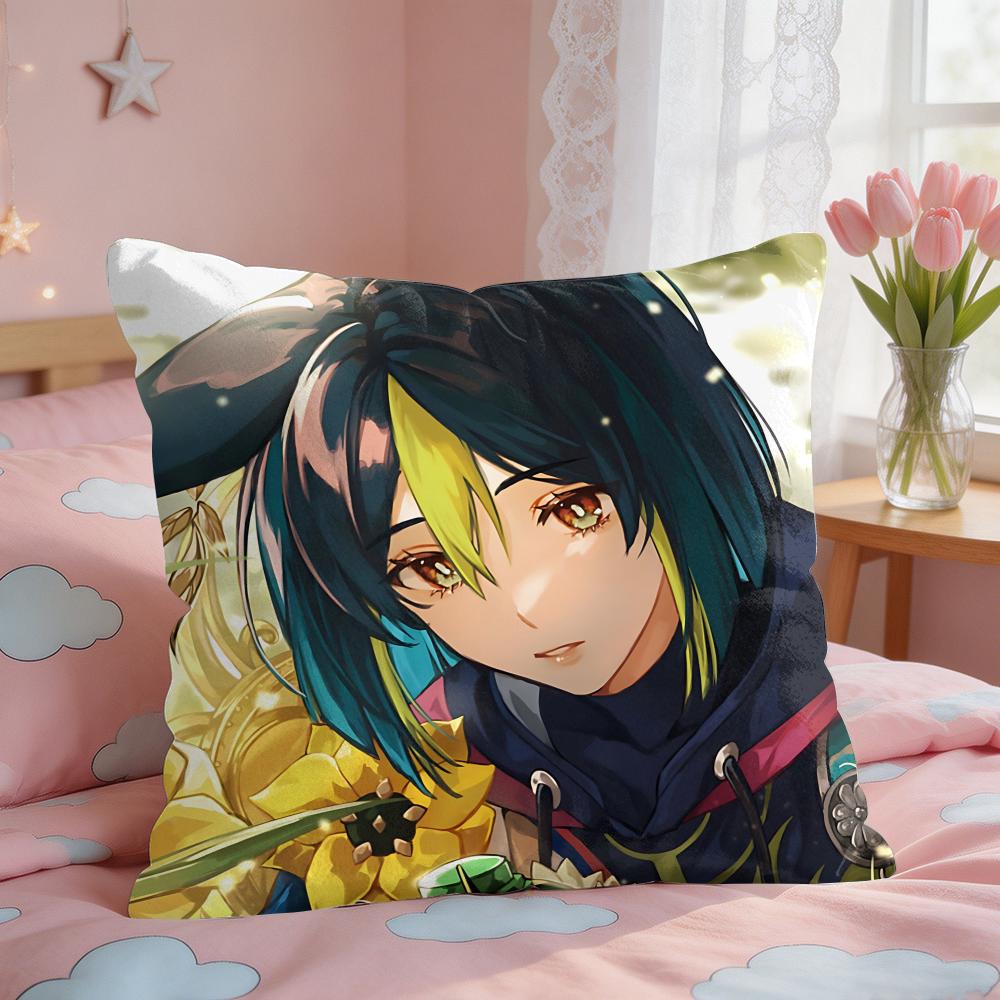 Tighnari Genshin Impact Cushion Cover Square Short Plush Pillow Case Living Room Sofa Home Decor Funda X