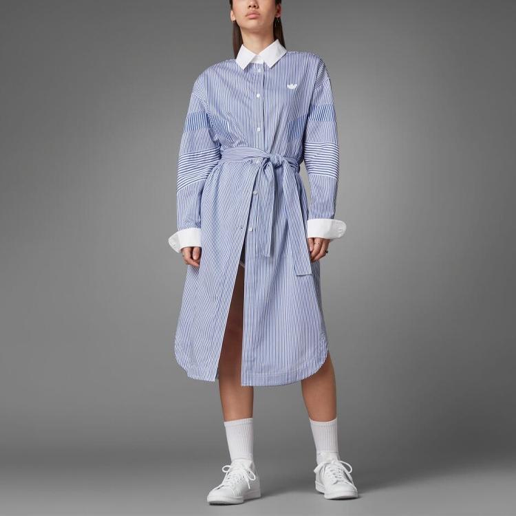 adidas Originals Blauwe Versie Collectie Lange Mouwen Jurken Dames Blauwe Kraag Matige Middellange Lengte HB9410