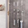 Mop Storage Storage Rack Bathroom Suction Hanging Pipe Traceless Mop Clip Broom Hanger Wall-Mounted Waterproof Mop Rack