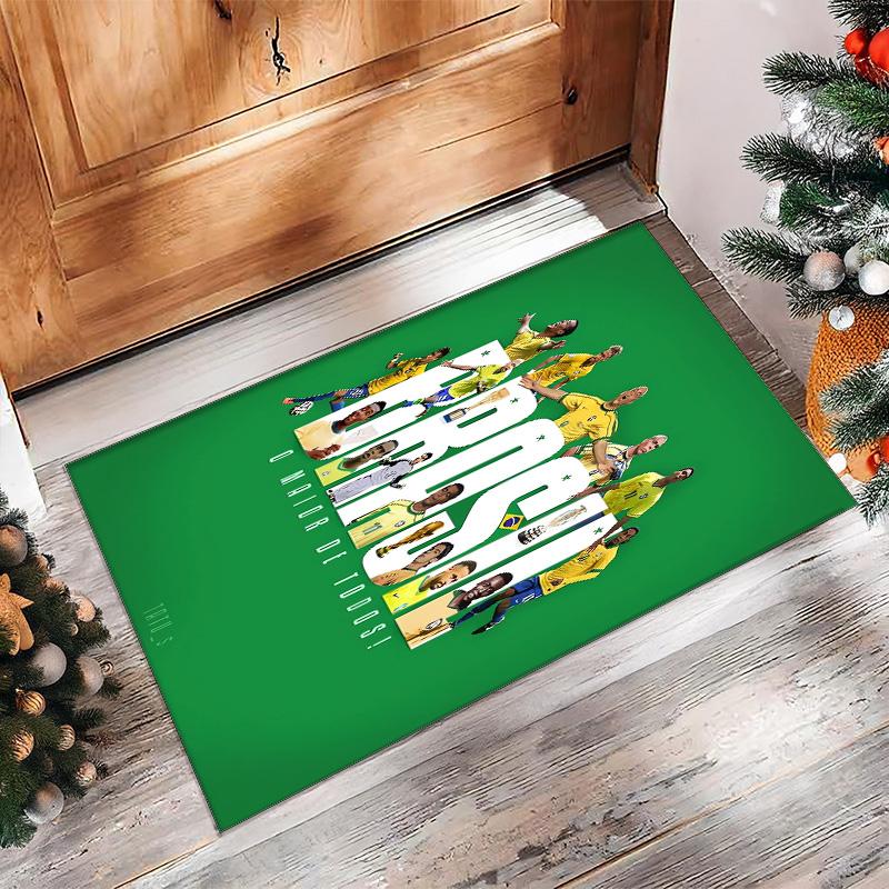 Brazil national football team Printed Flannel Area Rug Non Slip Soft Polyester Floor Carpet Indoor Decor Mat for Bedroom Living Room Sofa