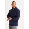 Men's Navy Blue Standard Fit Normal Cut Fleece Bato Collar Cotton Sweatshirt
