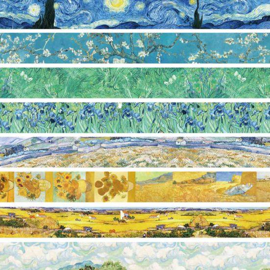 Scrapbooking Washi Tape Tape, Oil Painting Decorative Masking Artist Patterns Adhesive Flowing Pattern for DIY Crafts, Junk Journal, Gift Wrapping,