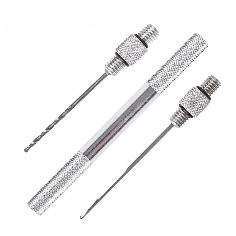 3-In-1 Carp Fishing Rigging Bait Needle Kit Tool Set Bait Boilie Drill Stringer Needle Nonslip Aluminum Alloy Handle