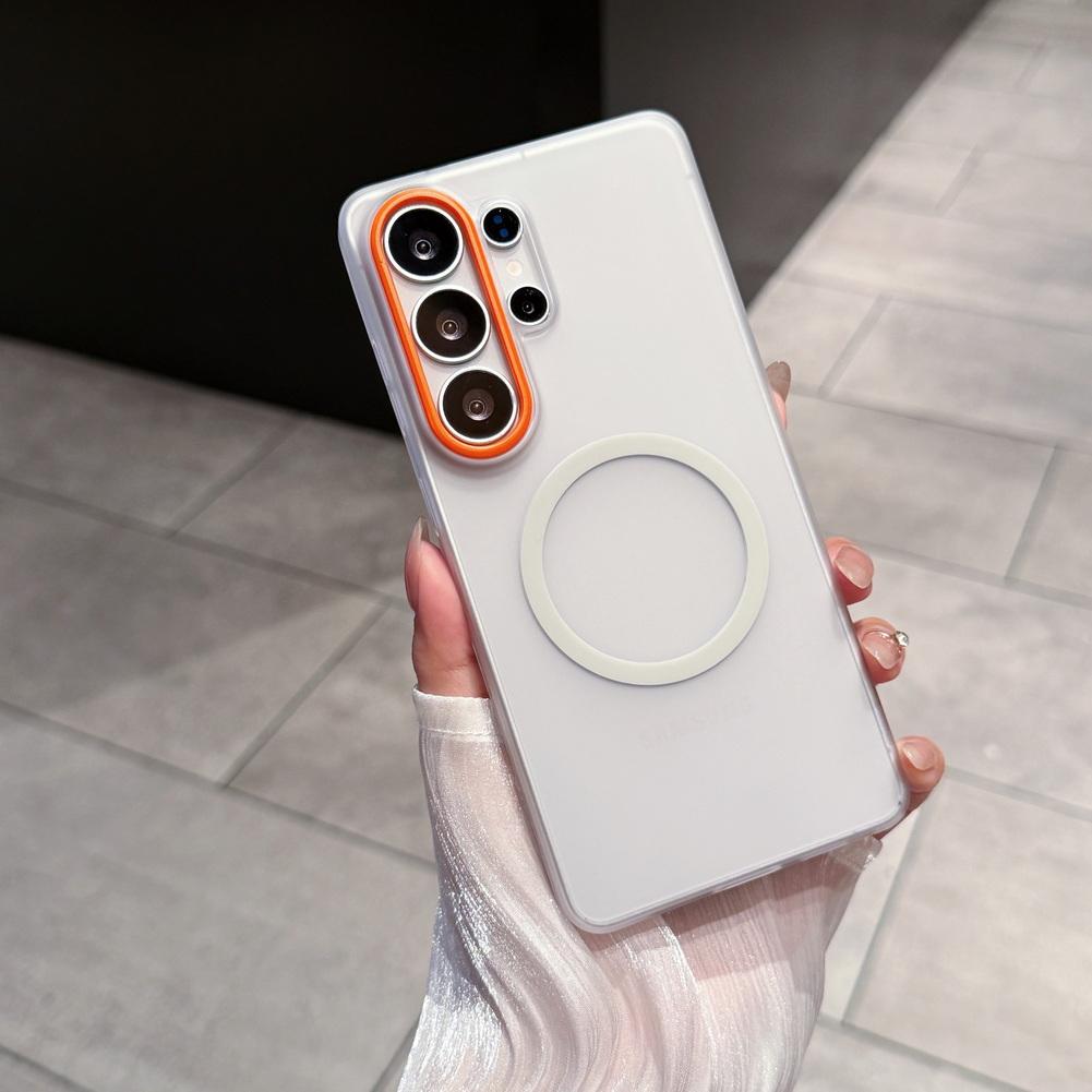 Suitable for Samsung S25 S26 Ultra S26+ Matte Skin Magnetic Phone Case Translucent Matte with Metal Camera Ring Protective Cover