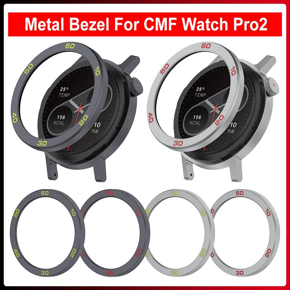 Metal/PC Bezel Ring Replacement Case Cover Ring Tempered Glass Screen Protector Metal Watch Bezel for CMF by Nothing Watch Pro 2