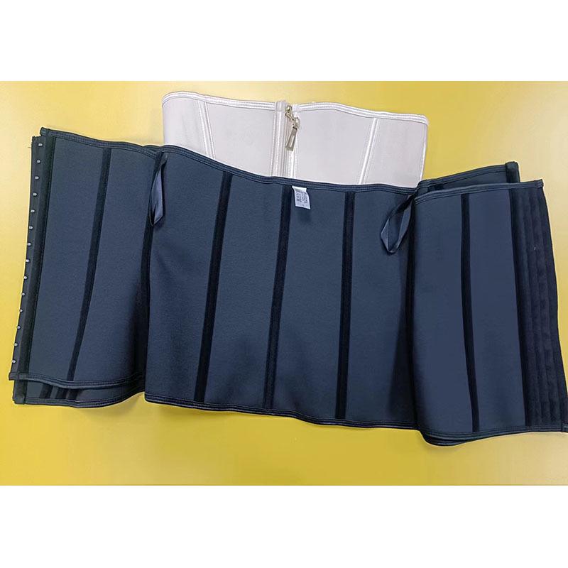 Enhanced 4-Row Hook & Eye Zipper Waist Trainer with 15 Steel Bones - Latex Yoga Fitness Abdominal Binder