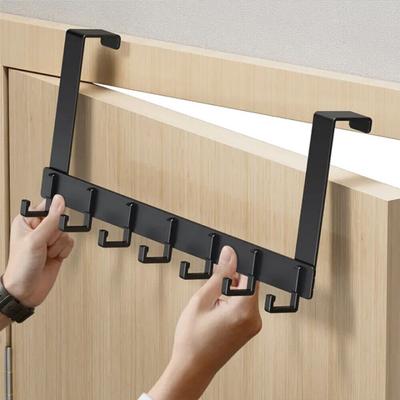 Over The Door 7 Hooks Hanger Rack Organizer Cloth Storage Silver Towel Coat UK