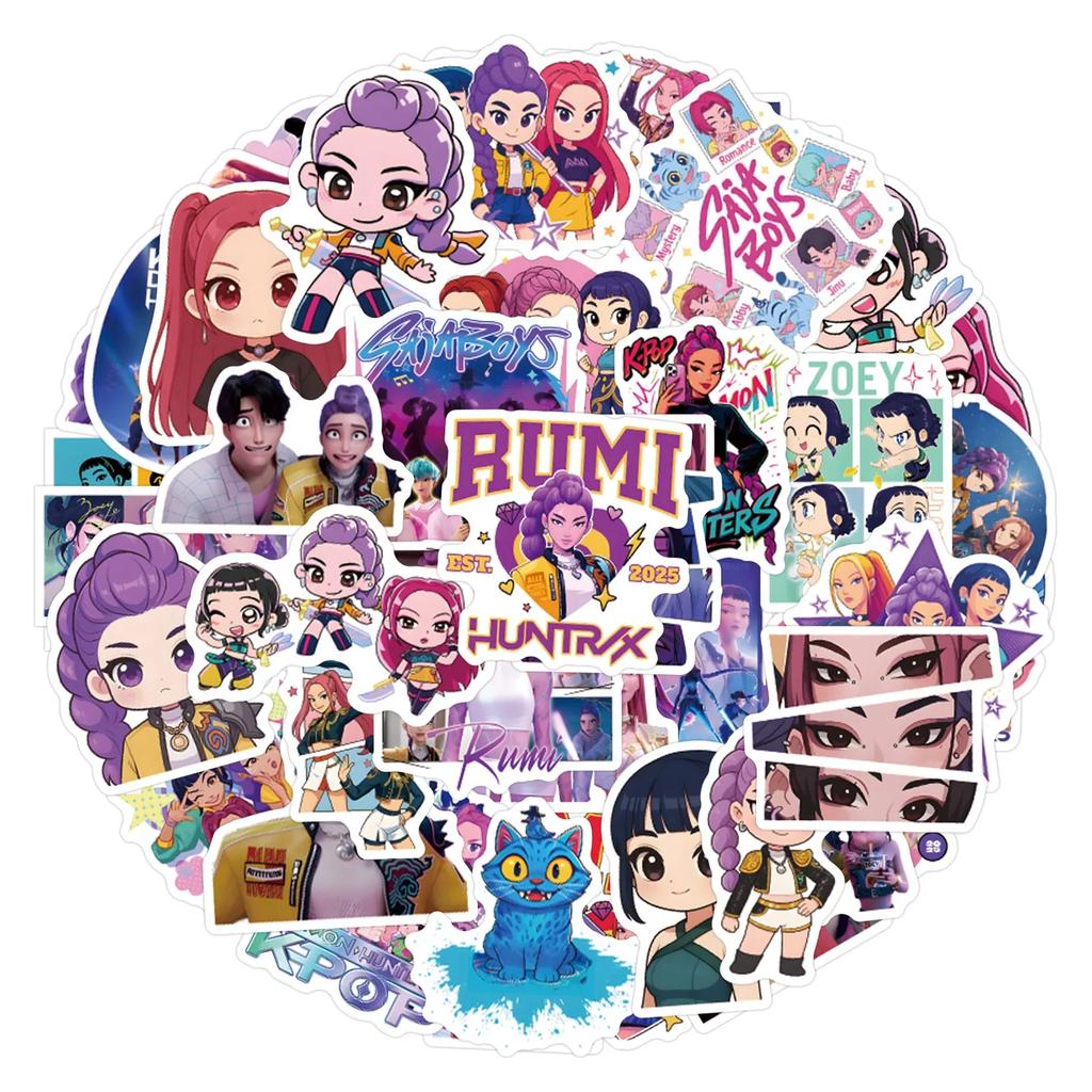 55/110 PEZZI K-POP Demon Hunters Pellicola Adesiva Periferica Televisiva Adesivi Decorativi per Computer Vinile Impermeabile Giocattolo Regali per Ragazze