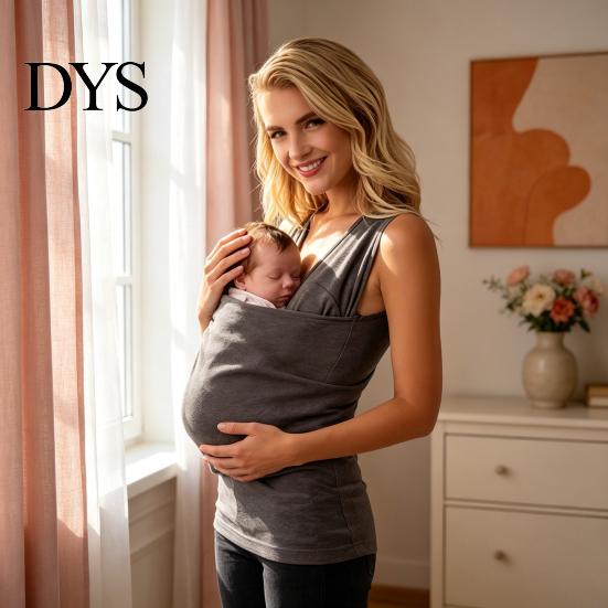 Stretchy Tank Top Baby Carrier Kangaroo for Mom, V Neck Infant Wrap Top, Breathable Sleeveless Shirt with Pocket Holding