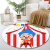 Circus Clown with Blue Hair Design Print round rug, living room, bedroom, playroom carpet, non slip floor mat, gift