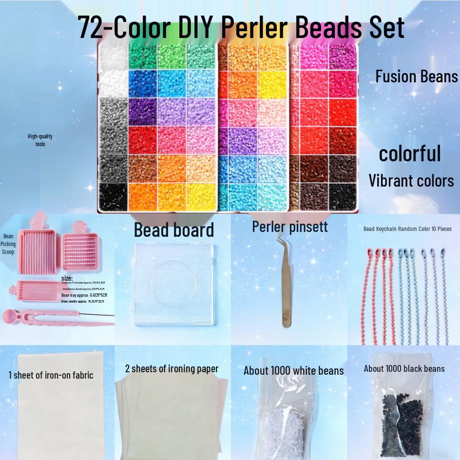 2.6mm Perler Beads Complete Set: 3D Puzzle, Fused Beads, DIY Tool Kit for Handmade Crafts.