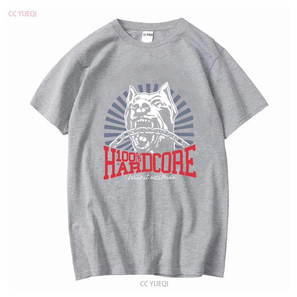 100 HARDCORE T Shirt Dog 1 Black Mens Gabber Pitbull vintage Washed homme Top For Everyday Wear Stretched Stylish Breathable