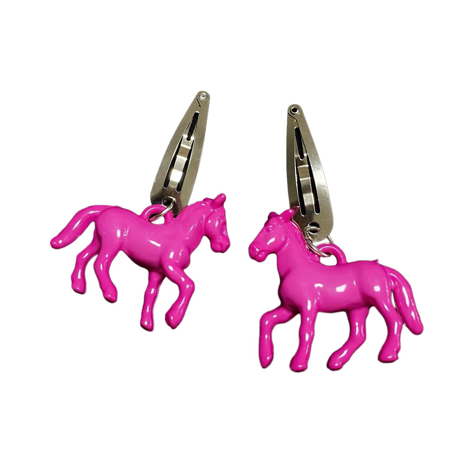 

Stylish Hair Clamps with Horse Charm, Side Clip Hairpins Fashionable Hair Adorments Accessories for Women Girls Ladies 1 розовый