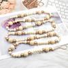 Wooden Bead Christmas Garland 7.41ft Long Festival Tree Decoration For Mantels Staircase Holiday Party Centerpieces