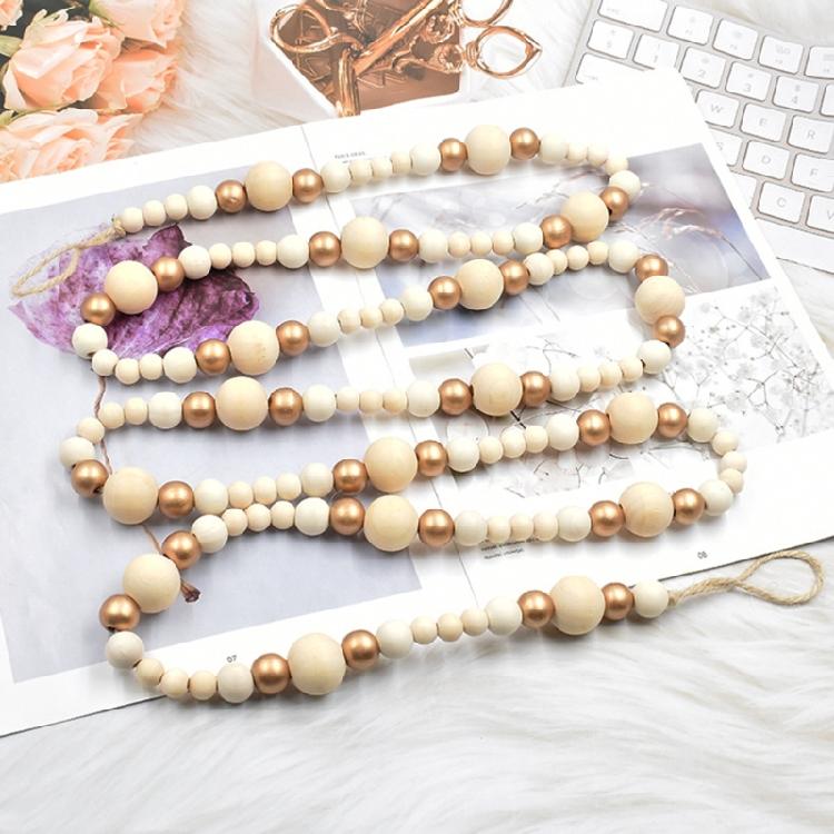 Wooden Bead Christmas Garland 7.41ft Long Festival Tree Decoration For Mantels Staircase Holiday Party Centerpieces