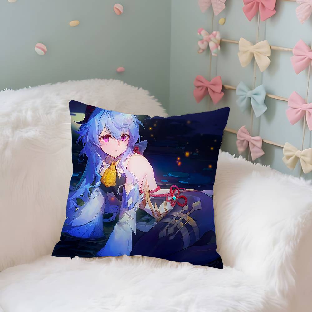 GGanyuGGenshin Case Plush Fabric Soft Pillowcase Double Sided Print Cushion Cover Household Gifts