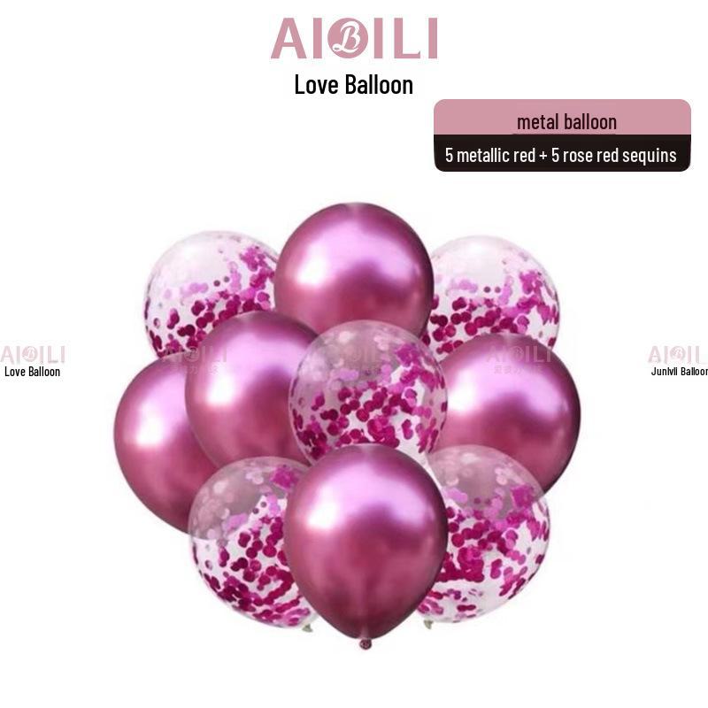 Metallic Sequin Balloon Set for Birthdays, Valentine's Day, and Weddings
