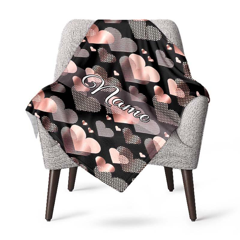 Heart Shape Customize Your Name Blanket Used For Chair Office Sofa Bed Camping Soft And Warm Giving Friends And Relatives Birthday Graduation Gift