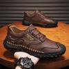 Fashion New Handmade Men Leather Casual Shoes Travel Design Sneakers Outdoor Male Hiking Shoes All-match Treking Footwear Soft Sneakers