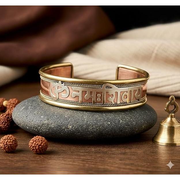 @ Copper Brass & White Metal Om Namah Shivaya Healing Ashtadhatu Bracelet Kada UKS16-80%OFF