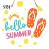 Outdoor Patio Decor Hello Summer Door Sign, Ice Pop Flip Flop Welcome Hanger, Party Decoration Farmhouse Hanging Wooden Wreath for Front Home