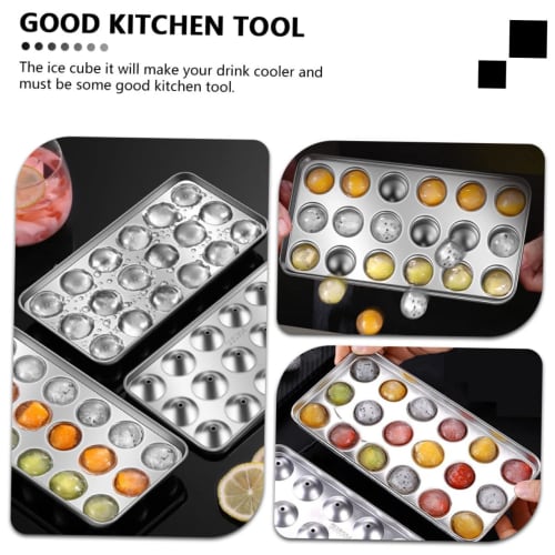 WATIIFUFU Ice Hockey Mold, Freezer Ice Tray, Ice Cube Mold, Ice Baking Mold, Ice Maker Machine, DIY Ice Mold, Round Ball Shape, 304 Stainless Steel, S