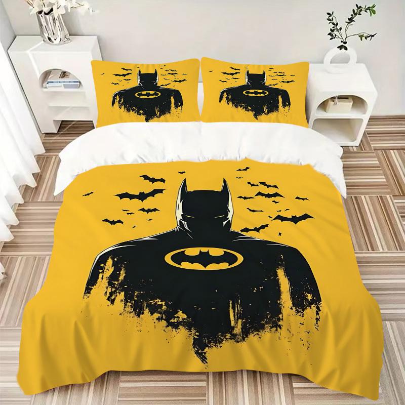 3pcs Batman Bedding Set, Soft Polyester Duvet Cover and Pillowcases Machine Washable Seasons all suitable & Guest Room Decor312