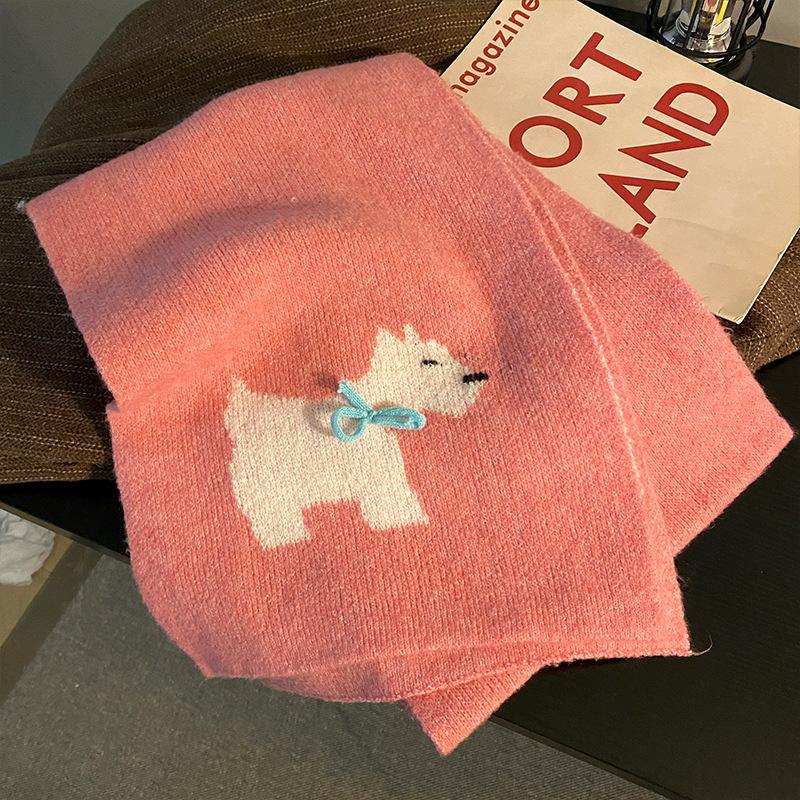 New Cute Rabbit Bow Wool Scarf Female Autumn and Winter Japanese Students Versatile Warm Scarf