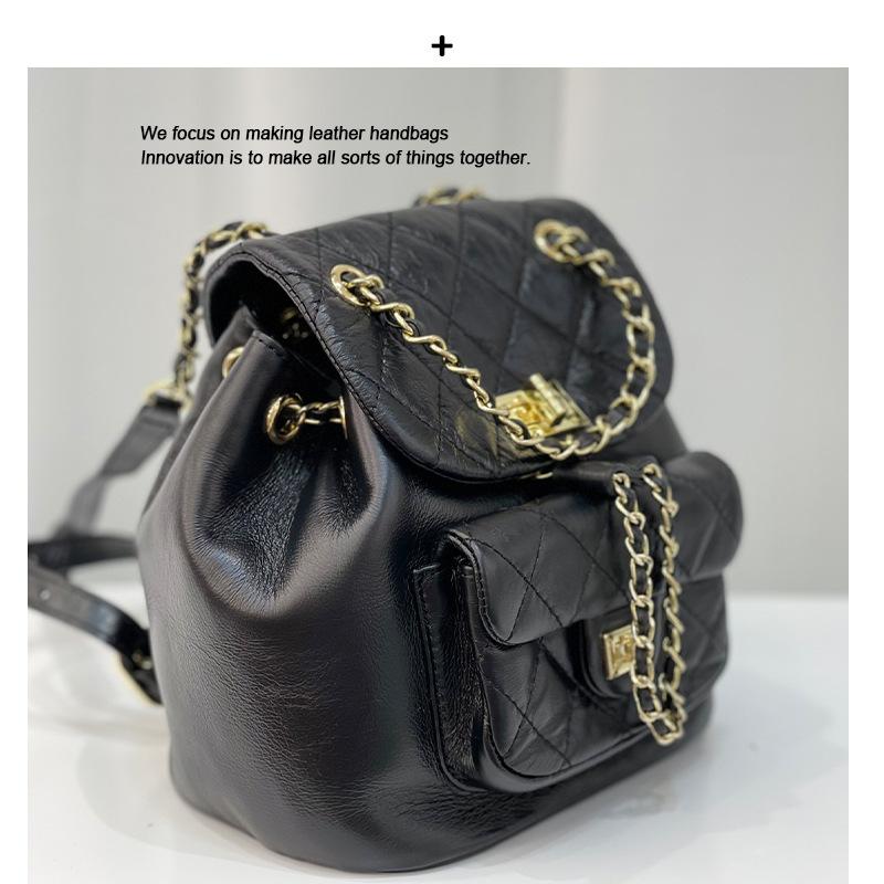 Kleiner Rucksack Damen Koreanische Version Mini-Rauten-Kettentasche Retro Lässig Vielseitiger Rucksack Trend