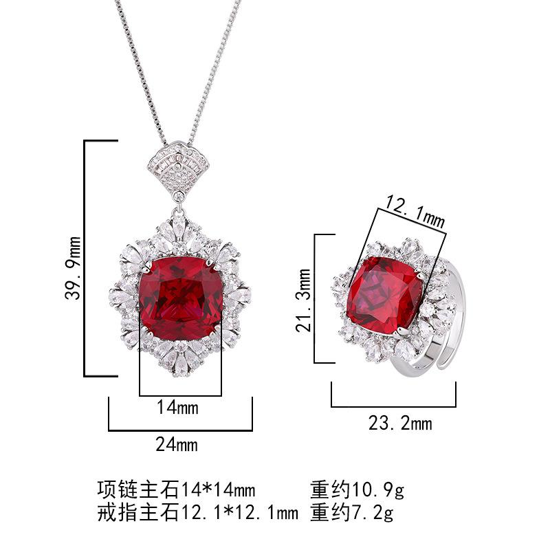 Jewelry Simulation Red Corundum Fat Blue Spinel Pendant Set 14 * 14-12 * 12