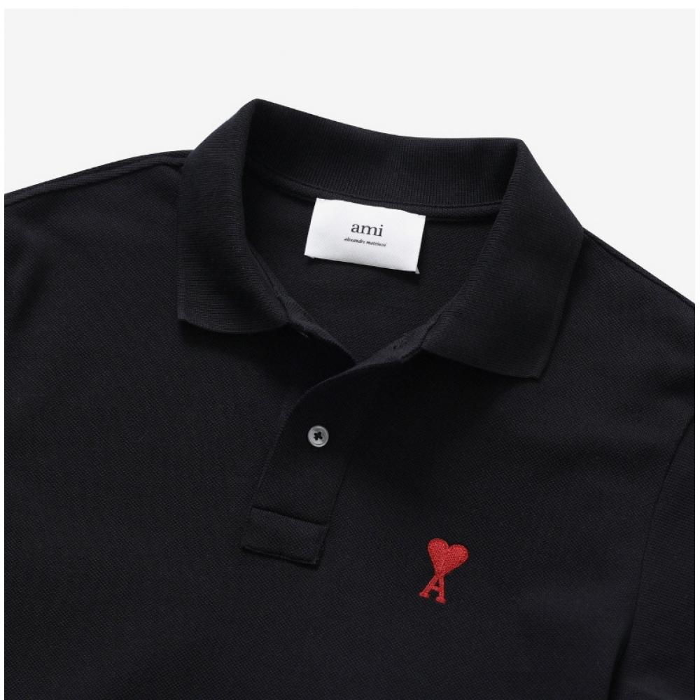 Ami Bfupl001 760 001 Ami De Coeur Small Heart Logo Polo Unisex Short Sleeve Tee