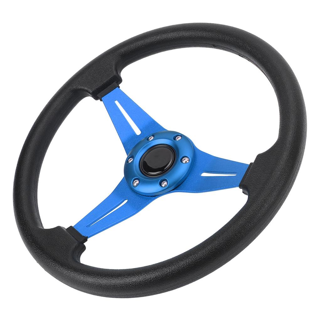 Bilratt Racingstil PU-läder 14 tum Universell passform för 6-håls rattnavadapter