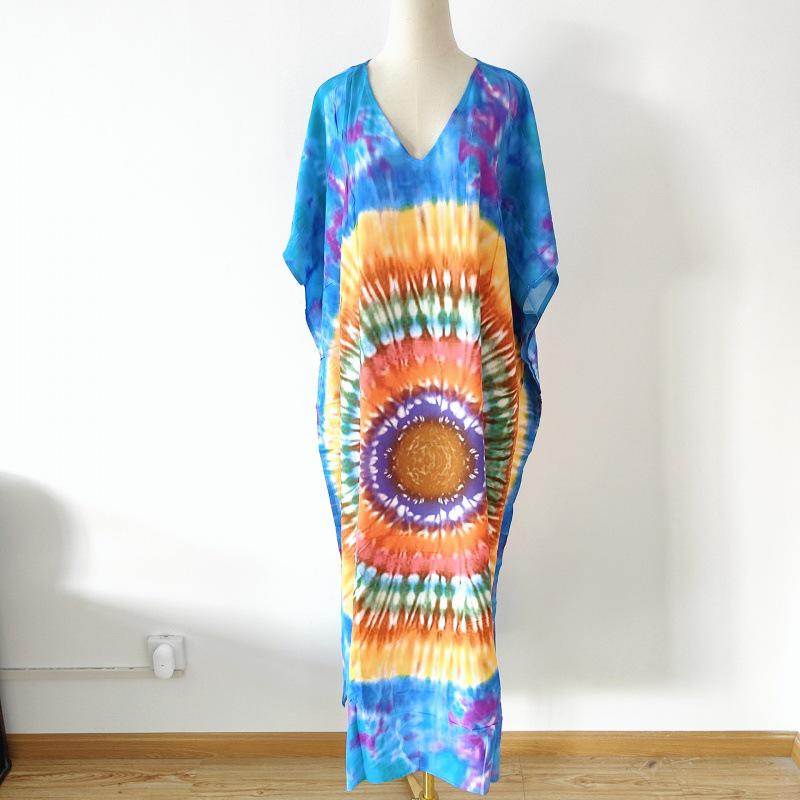 2022 European & American Beach Cover-up: Printed Long Robe & Bikini Sun Protection Dress