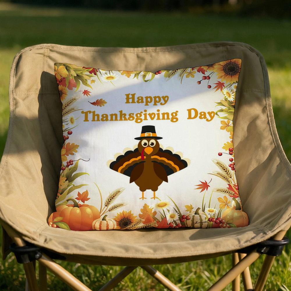 Thanksgiving cute turkey Cushion Cover Soft Reversible  Durable Pillow Cover  MultiScene Use for Home  Car Daily Comfort