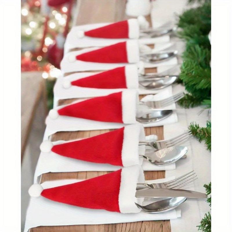 20Pcs/Lot Mini Santa Hat Christmas Wine Bottle Covers Xmas Bottles Holder Table Dinner Decorations