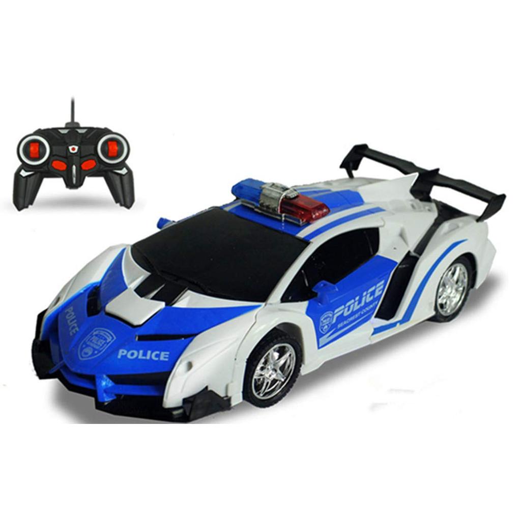 Multifunctional Robot Toy, RC Car, Transforms Into a Robot, High Stability, Shockproof, Kids Toy, Gift (Police Car)