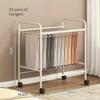 Iron Mobile Pants Hanger Cart, No-Bolt Assembly Wardrobe Hanger, Rolling Clothes Organizer for Pants & Clothing Storage