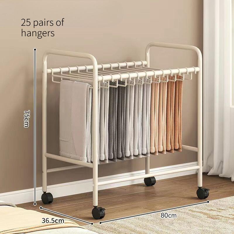 

Iron Mobile Pants Hanger Cart, No-Bolt Assembly Wardrobe Hanger, Rolling Clothes Organizer for Pants & Clothing Storage