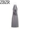 Za Autumn New Women Clothes 2025 Western Style Fashion Slim Fit Slimming Jewelry Collar Length Dress 5063251