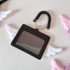 PU Leather Kpop Photocard Holder 2 Card Slot Photo Display Credit ID Card Protective Case Angel Wings Keychain Card Bag