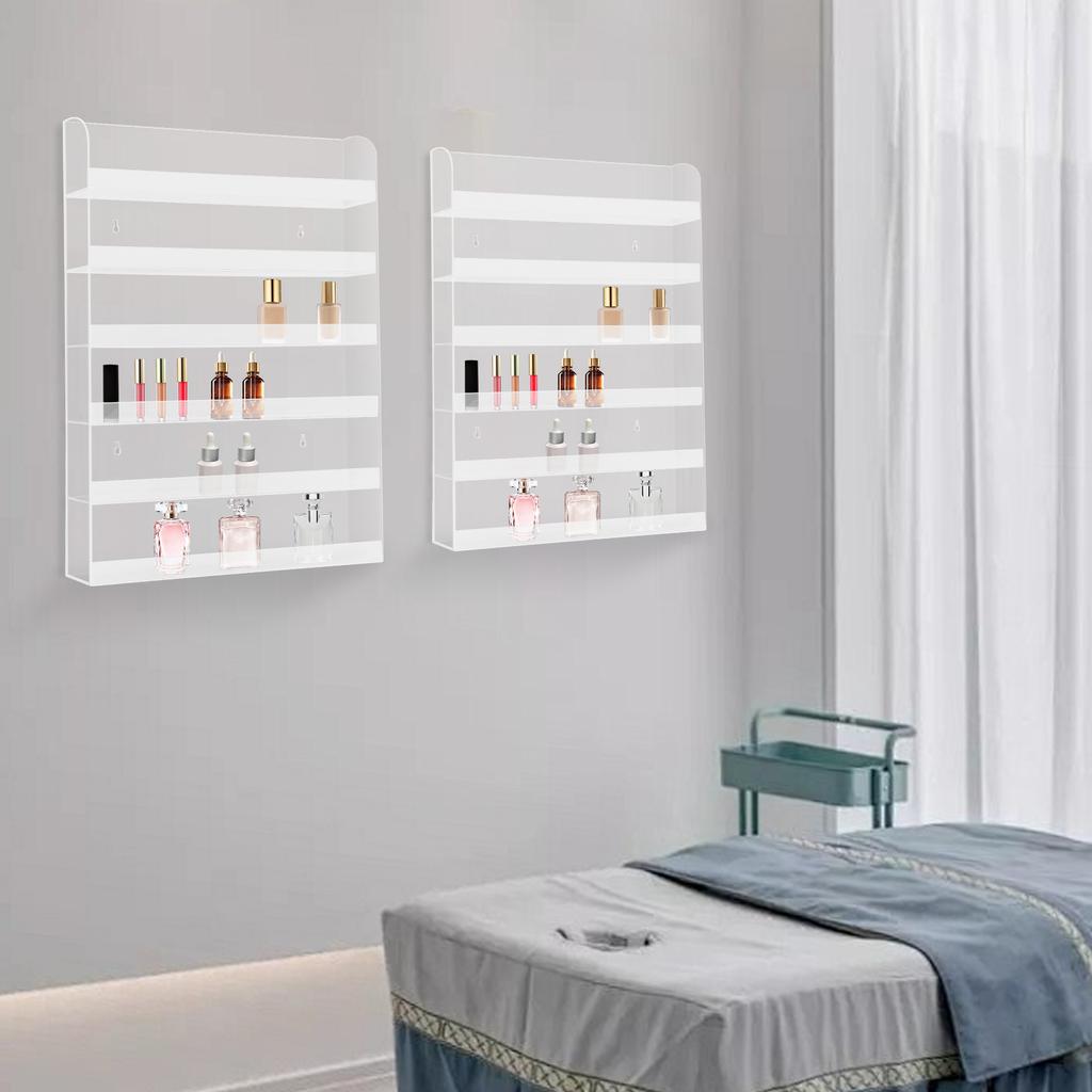 6-stufiges Acryl-Displayregal für Nagellack, 2 Stück Klare rechteckige Wandmontage-Displayregale für Nagellack 51*5*61cm für Nagelstudios