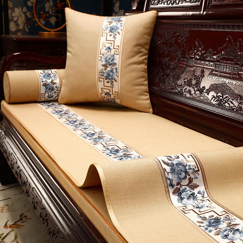 Chinese Wedding Mahogany Sofa Seat Cushion Cover Cloth Red Wedding Cover Towel Solid Wood Arhat Bed Sofa Cushion Cover
