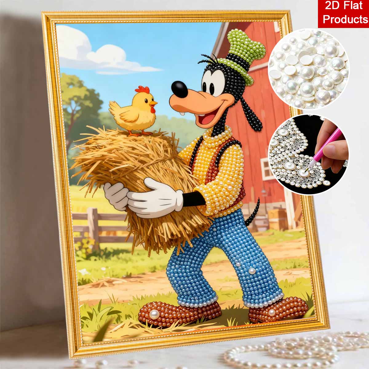 

Disney Pearl Art Painting Farm Scene Pearl Gemstone Painting Picture Crafts Adult/Beginner Gift Creative Home Decor Unframed 30x40