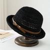Knit Bucket Hat Women Belt Design Spring Summer Windproof Sun Hat Casual New Ladies Headwear