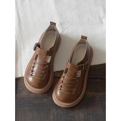 Fashion Original Mori British Small Leather Shoes Female Thick Bottom Student Mary Jane Round Toe Shallow Mouth Wild Flat Single Shoes
