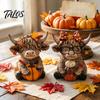Herbstdekorationen 2 Stück Herbst Hochlandrind-Ornament, Thanksgiving-Tag Thema Holzdekoration, mit Holzhandwerk Dekor Exquisite Details Figur,